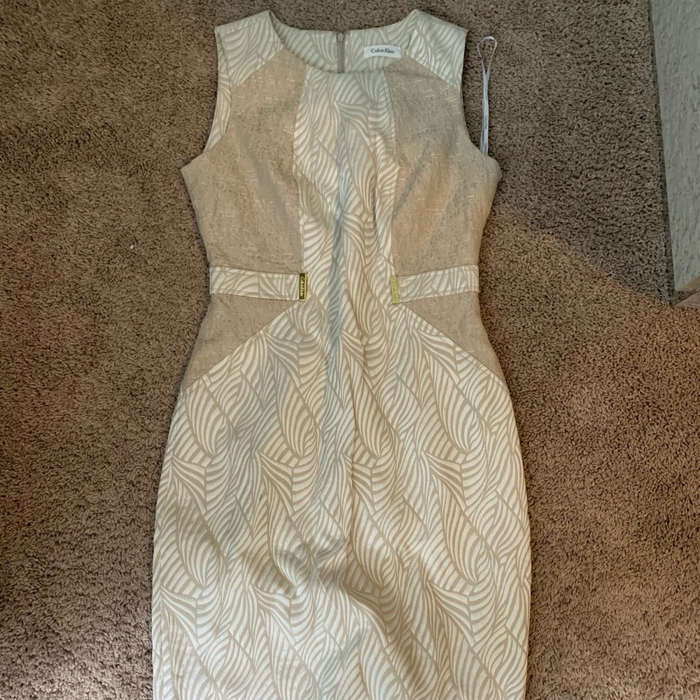 Calvin Klein Nude & white stealth dress